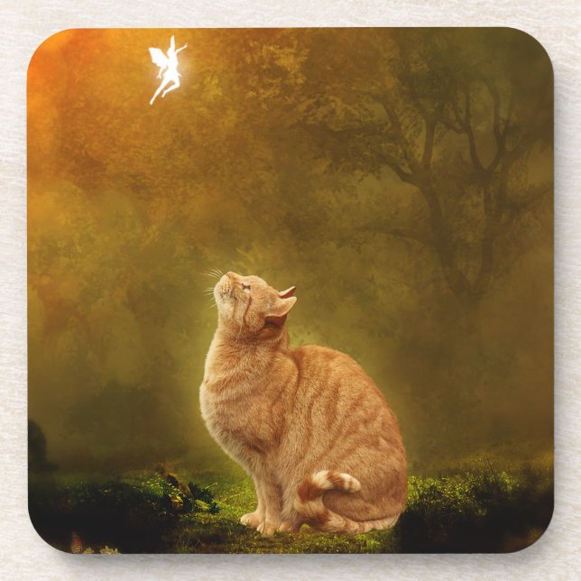 Katze und Fee Untersetzer (Vorderseite)
