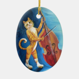 Katze und Fiddle Keramik Ornament