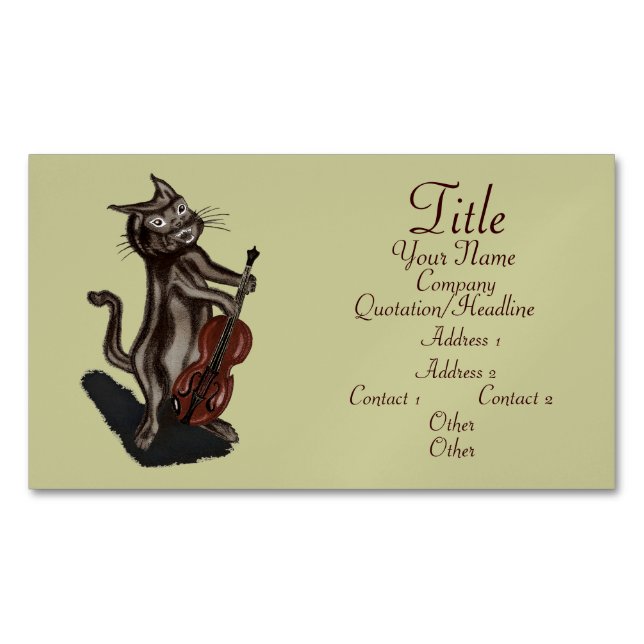 Katze und Fiddle Magnetische Visitenkarte (Vorderseite)