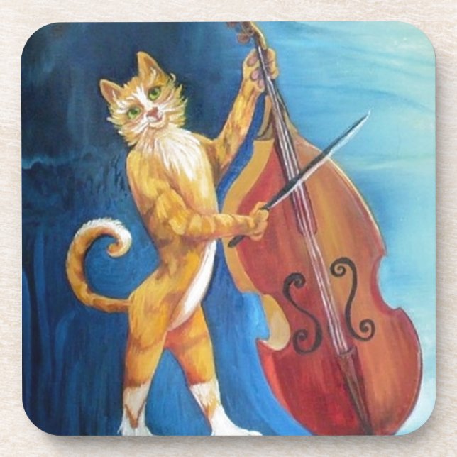 Katze und Fiddle Untersetzer (Vorderseite)