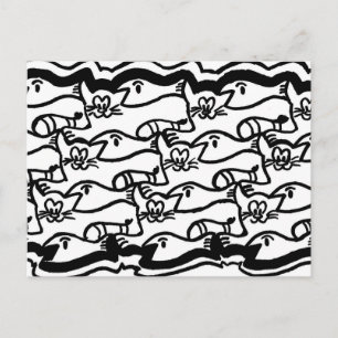 Katze und Fisch Big Coloring Plate Postkarte