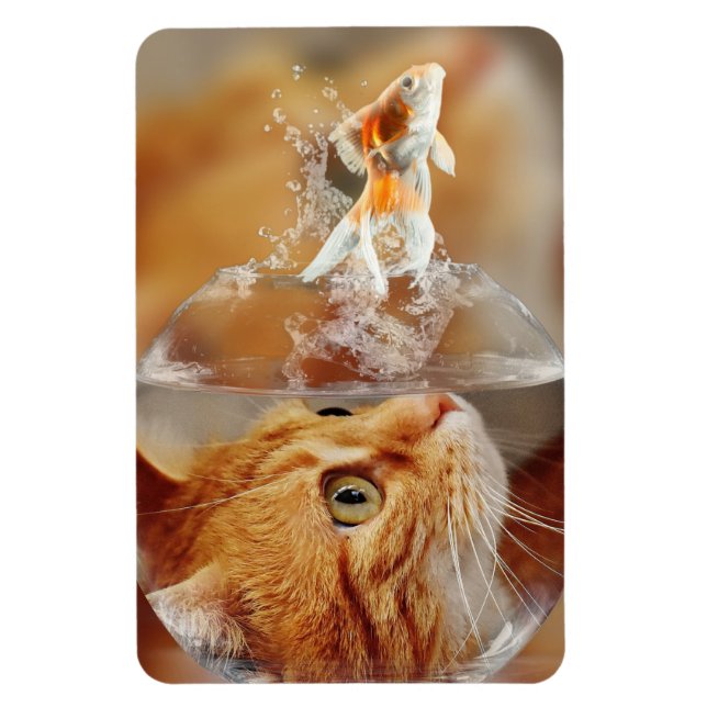Katze und Fisch Magnet (Vertikal)