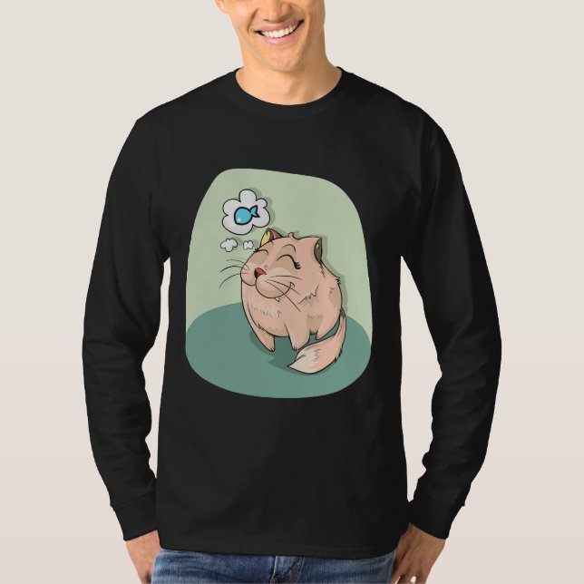 Katze und Fisch T-Shirt (Vorderseite)