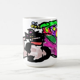 Katze und Frühlingsblumen  Kaffeetasse
