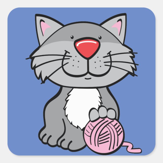 Katze und Garn Aufkleber (Vorderseite)