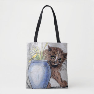 Katze und gelber kleiner Vogel, Louis Wain