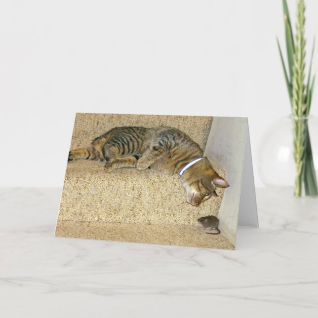 Katze und geschmackvolle Maus Karte (Vorderseite)