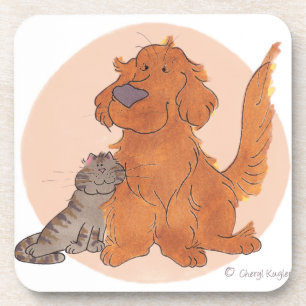 Katze und goldener Retriever/Untersetzer Untersetzer