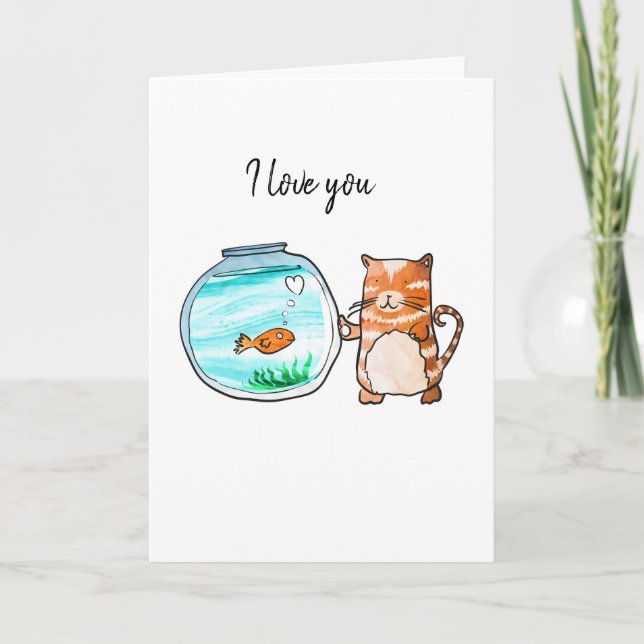 Katze und Goldfische Karte (Vorderseite)