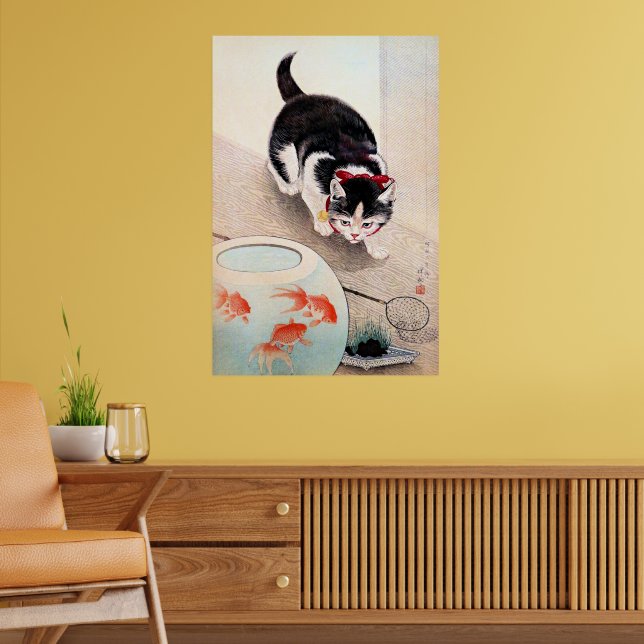 Katze und Goldfischglas Poster (Wohnzimmer 2)