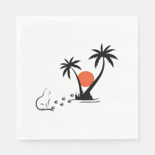 Katze und Hund beobachten Sonnenuntergang T - Shir Serviette