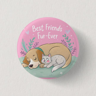Katze und Hund beste Freunde für immer Button