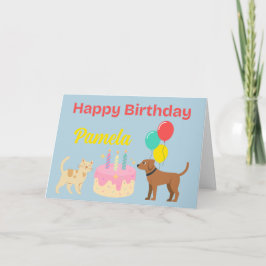 KATZE UND HUND GLÜCKEN BIRTHDAKARTE KARTE