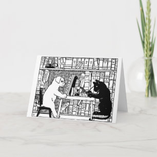 Katze und Hund in der Bibliothek Karte