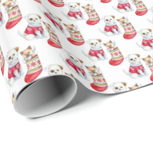 Katze und Hund in Weihnachten Strümpfe Geschenkpapier
