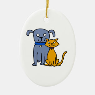 Katze und Hund Keramikornament