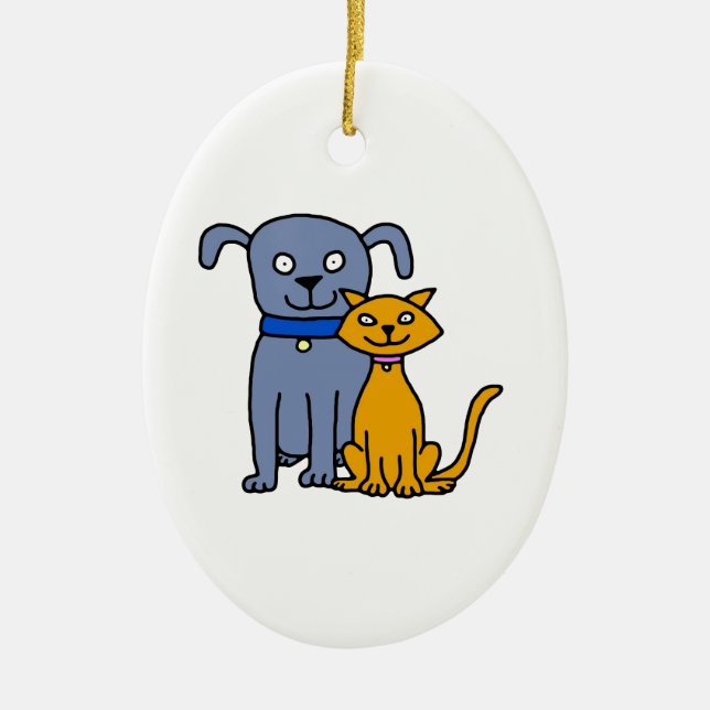 Katze und Hund Keramikornament (Vorne)