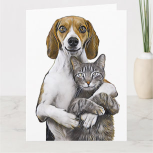 KATZE UND HUND KUNST HOCHZEIT GRUßKARTEN KARTE