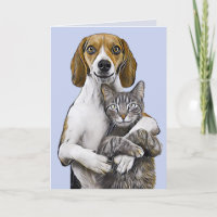KATZE UND HUND KUNST ROMANTISCHE LIEBE GEBURTSTAGS