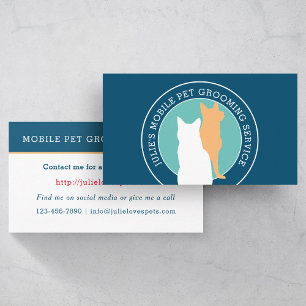 Katze und Hund Mobile Pet Groomer Visitenkarte