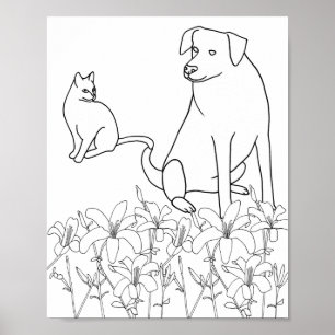 Katze und Hund von Lily-Blume zum Färben von Poste Poster
