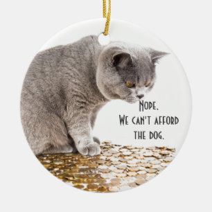 Katze und Hunde Humor Keramikornament