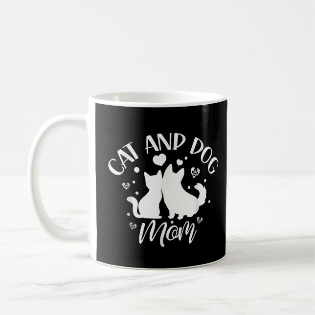 Katze und Hunde Mama Girl Lover Hunde Katzen Mutte Kaffeetasse (Links)