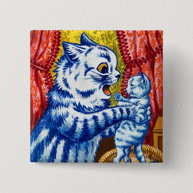 Katze und ihre Kätzchen Button (Vorderseite)
