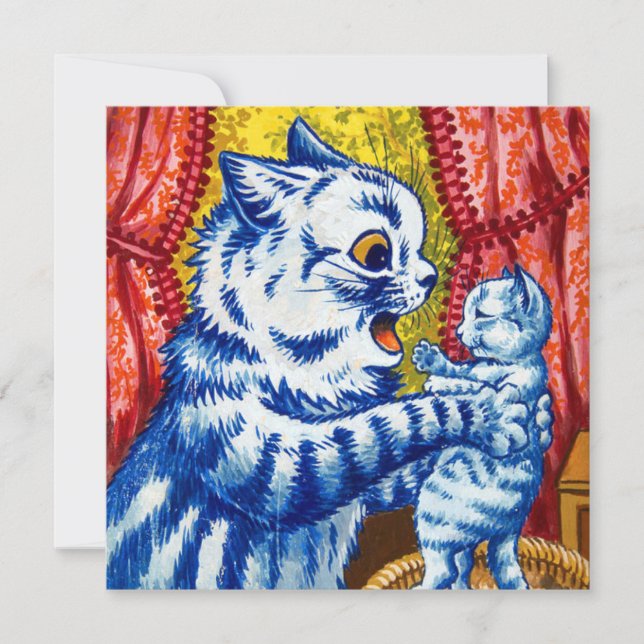 Katze und ihre Kätzchen Einladung (Vorderseite)