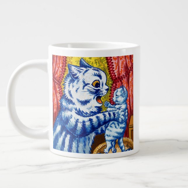 Katze und ihre Kätzchen Jumbo-Tasse (Links)