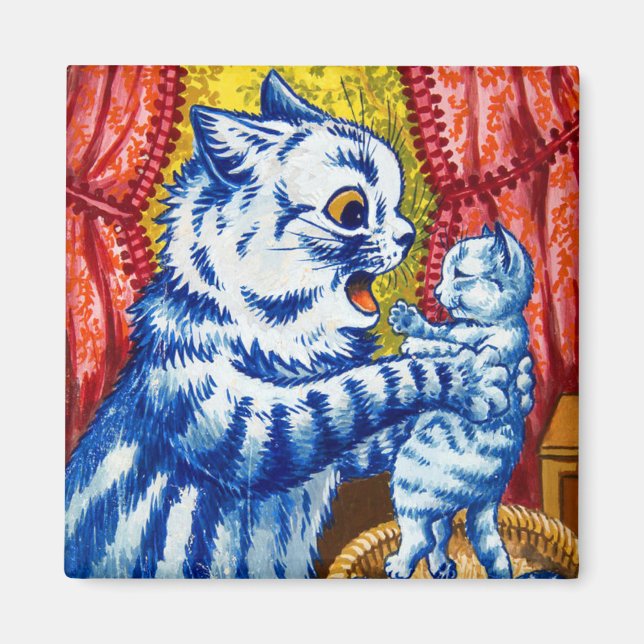 Katze und ihre Kätzchen Magnet (Vorne)