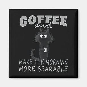 Katze und Kaffee-T-Shirt-Design, Lustiger-Katze-Mo Magnet