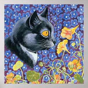 „Katze und Kapuzinerkresse“ von Louis Wain Poster