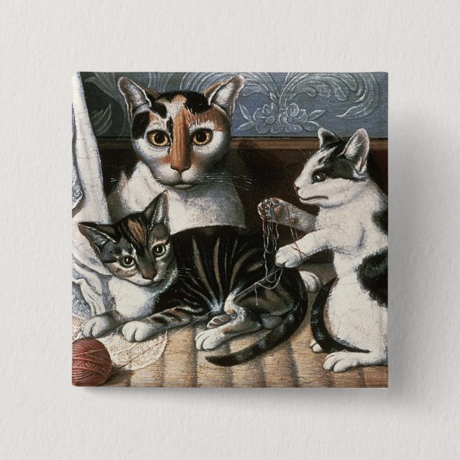 Katze und Kätzchen, c.1872-1883 Button (Vorderseite)