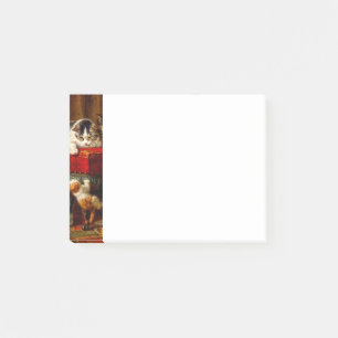 Katze und Kätzchen spielen mit Stuhl Post-it Klebezettel