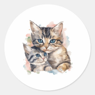 Katze und Kitten - Glücklicher Muttertag Runder Aufkleber