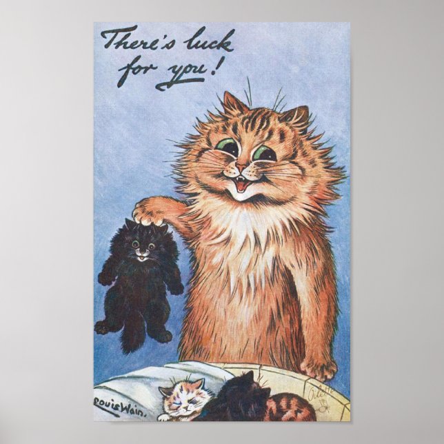 Katze und Kittens, Louis Wain Poster (Vorne)