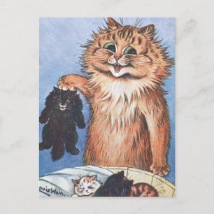 Katze und Kittens, Louis Wain Postkarte