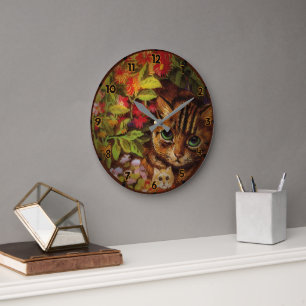 KATZE UND KÜCHE GROßE WANDUHR