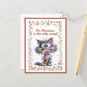 Katze und Lichter Es ist Weihnachten Ist das fröhl