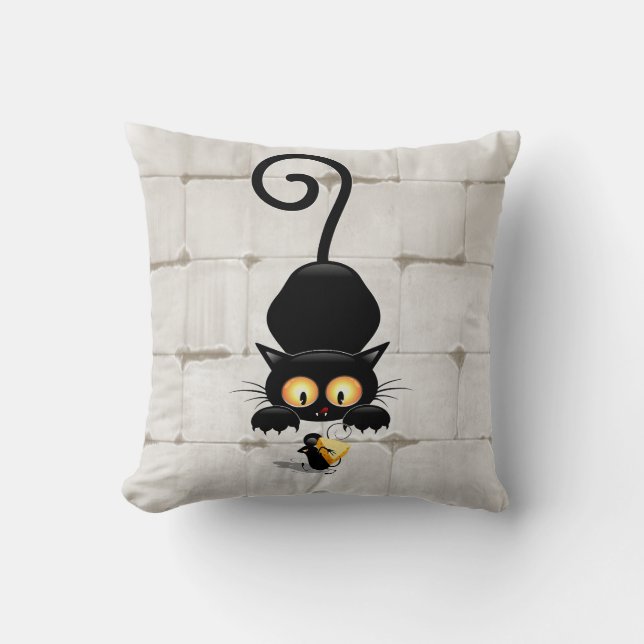 Katze und Maus mit Käse Fun Cartoon Charaktere Kissen (Vorderseite)
