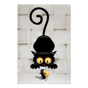 Katze und Maus mit Käse Fun Cartoon Charaktere Poster