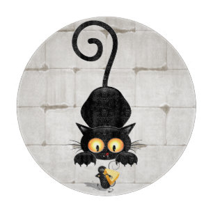 Katze und Maus mit Käse Fun Cartoon Charaktere Schneidebrett