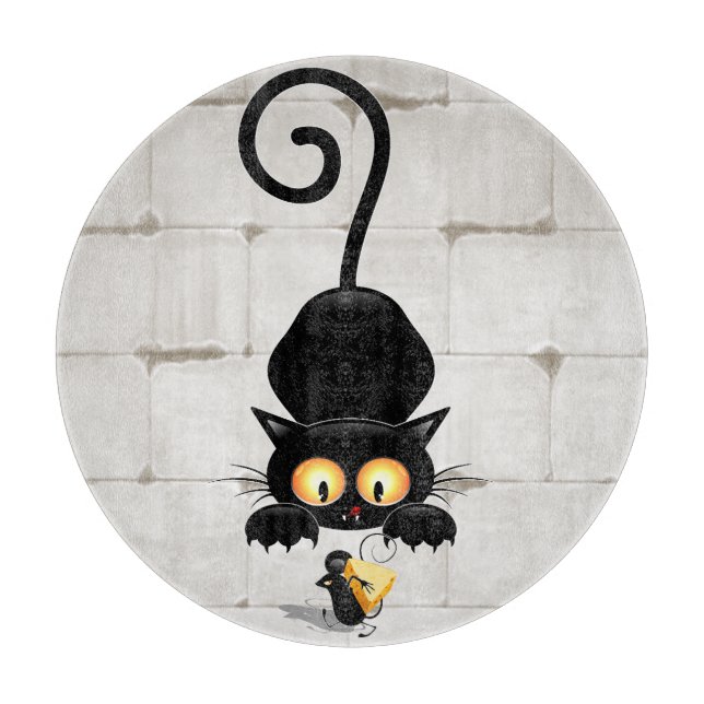 Katze und Maus mit Käse Fun Cartoon Charaktere Schneidebrett (Vorderseite)