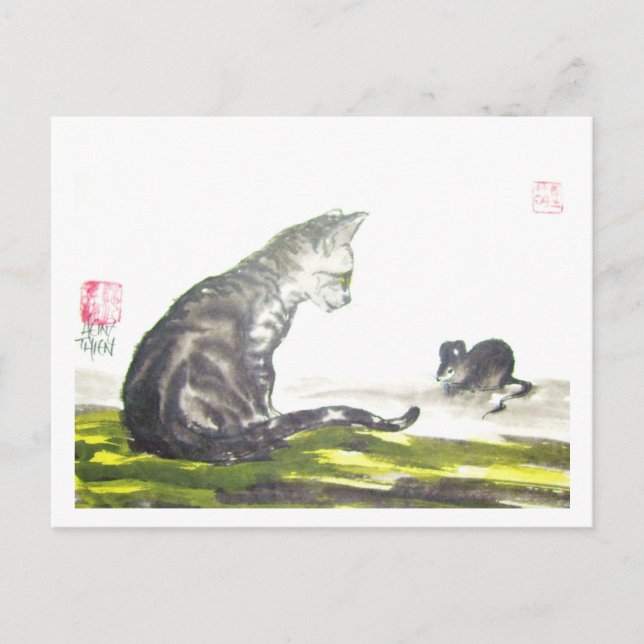Katze und Maus No.26 * Katzen-Kunst-Postkarten * C Postkarte (Vorderseite)