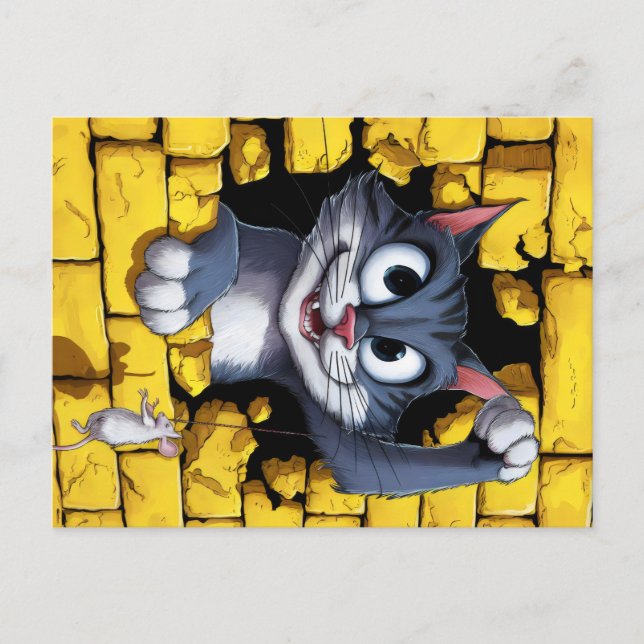 Katze und Maus. Postkarte (Vorderseite)