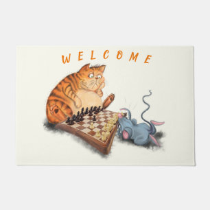 Katze und Maus Schach spielen Begrüßungstür Fußmatte