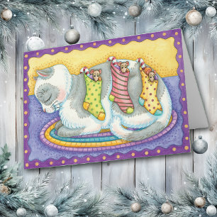 Katze und Maus Socken Weihnachtsgrußkarte Feiertagskarte