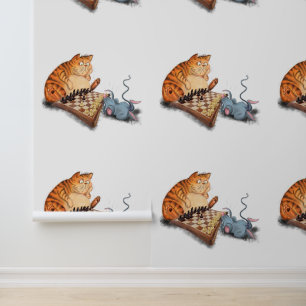Katze und Maus spielen Schach Lustig Tapete