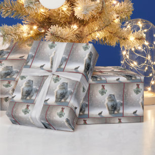Katze und Maus unter Mistletoe Geschenkpapier